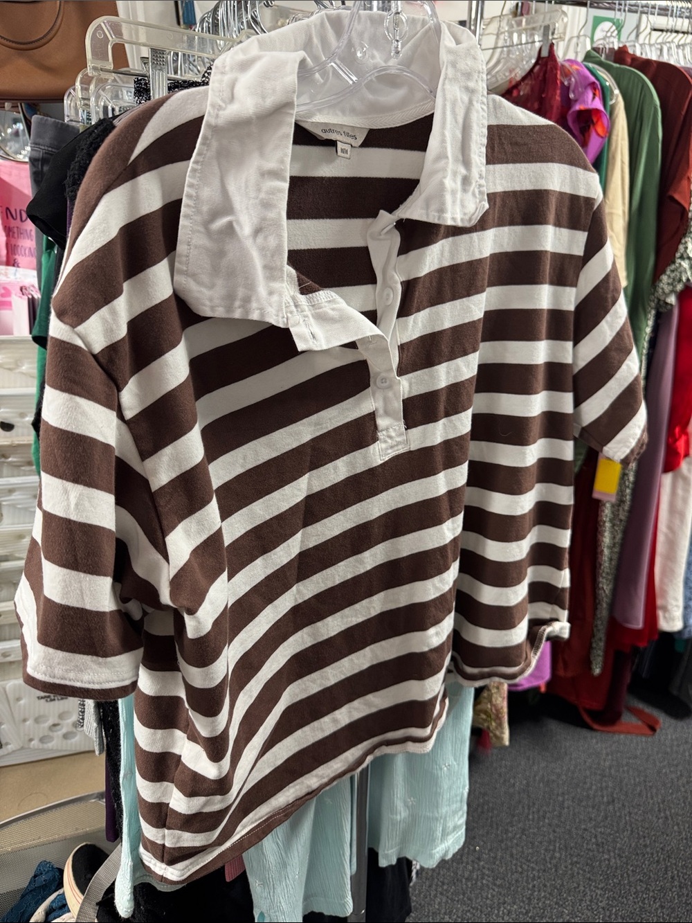 Autres filles short sleeve striped polo M // 091909